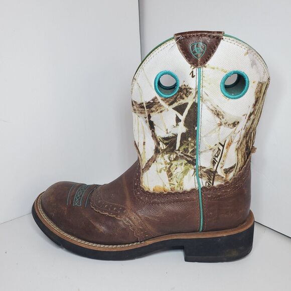 Ariat Fatbaby 10009503 Womens Sz 8B Leather True Timber Turquoise Boots Western - Picture 1 of 11